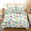 Travel Guide Duvet Cover Set Cartoon Route Car House Building Pattern Bedding Set Microfiber Travel Theme King Size Quilt Cover