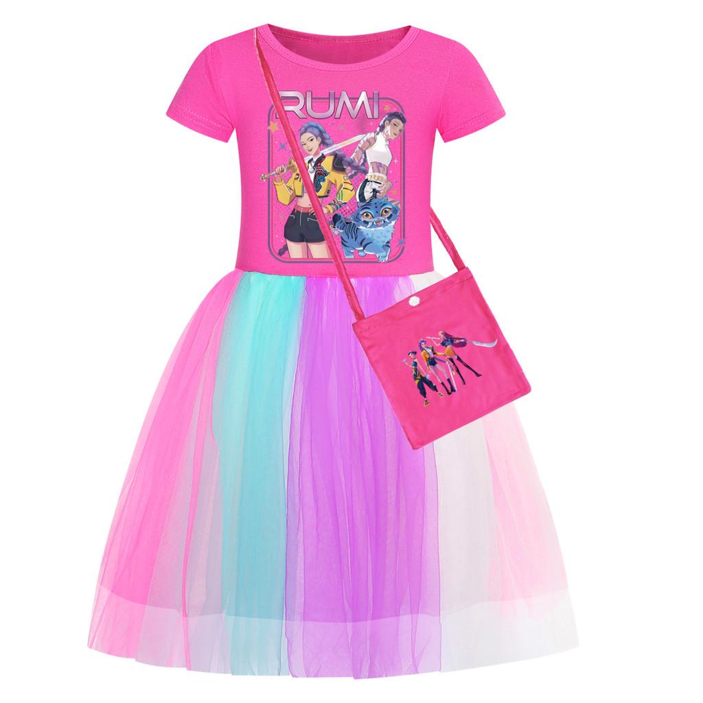 Kpop Dämonenjäger Muster Mädchenkleid Aus Baumwollstoff Mit Faltenrock Für Kinder Mädchen