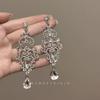 Elegant French Court Rhinestone Water Drop Tassel Earrings