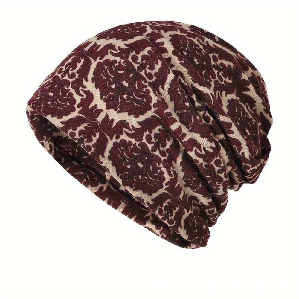 Contrasting Colors Pullover Hat Plaid Print Scarf Pullover Hat Casual Hedging Cap Multifunctional Turban Hats Autumn and Winter