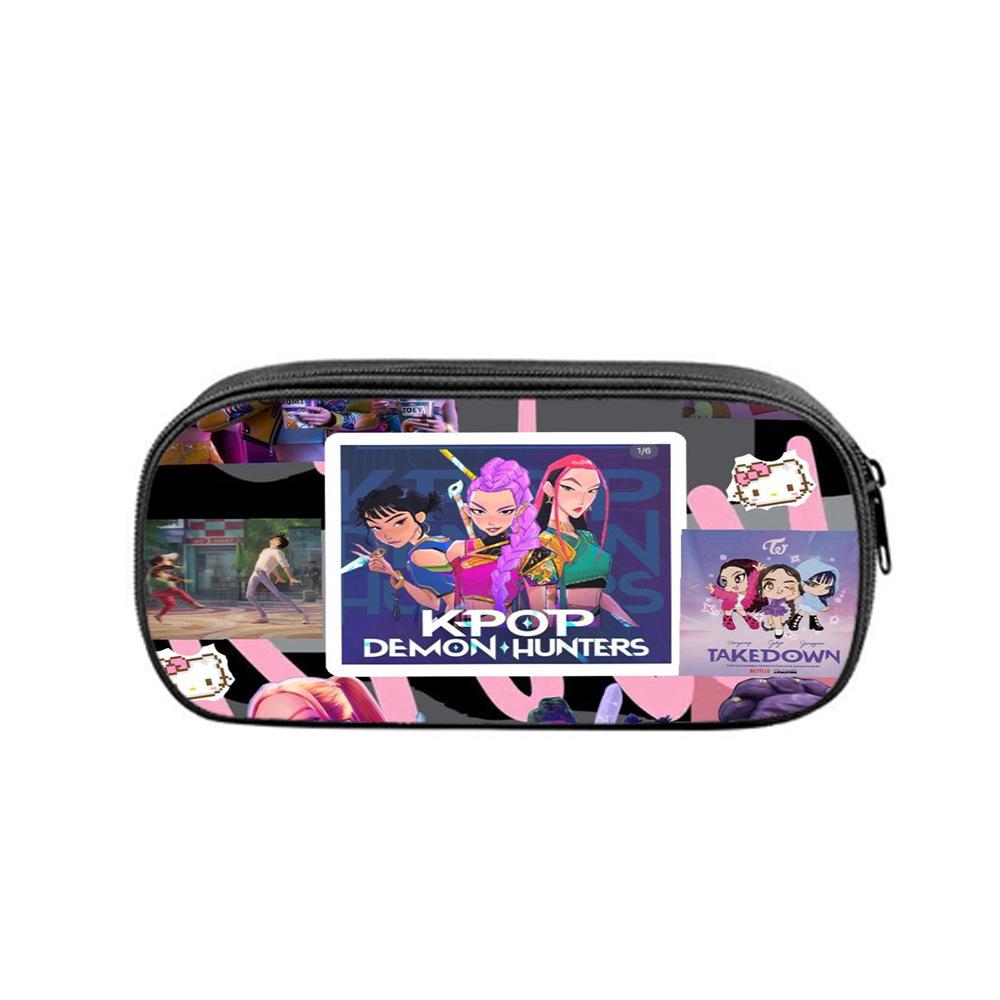 Huntrix Kpop Studenten-Print Federmäppchen Kpop Hexenjagd Girlgroup Studentenaufbewahrung Schreibwarentasche Federmäppchen