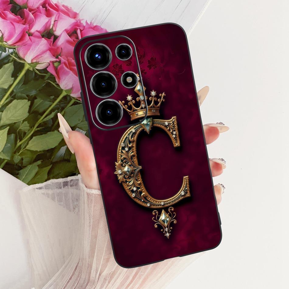 For Itel S26 Ultra 2026 Royal Crown Initial Letter Couple Phone Case For Itel Super 26Ultra Black Silicon Soft Covers Bumpers