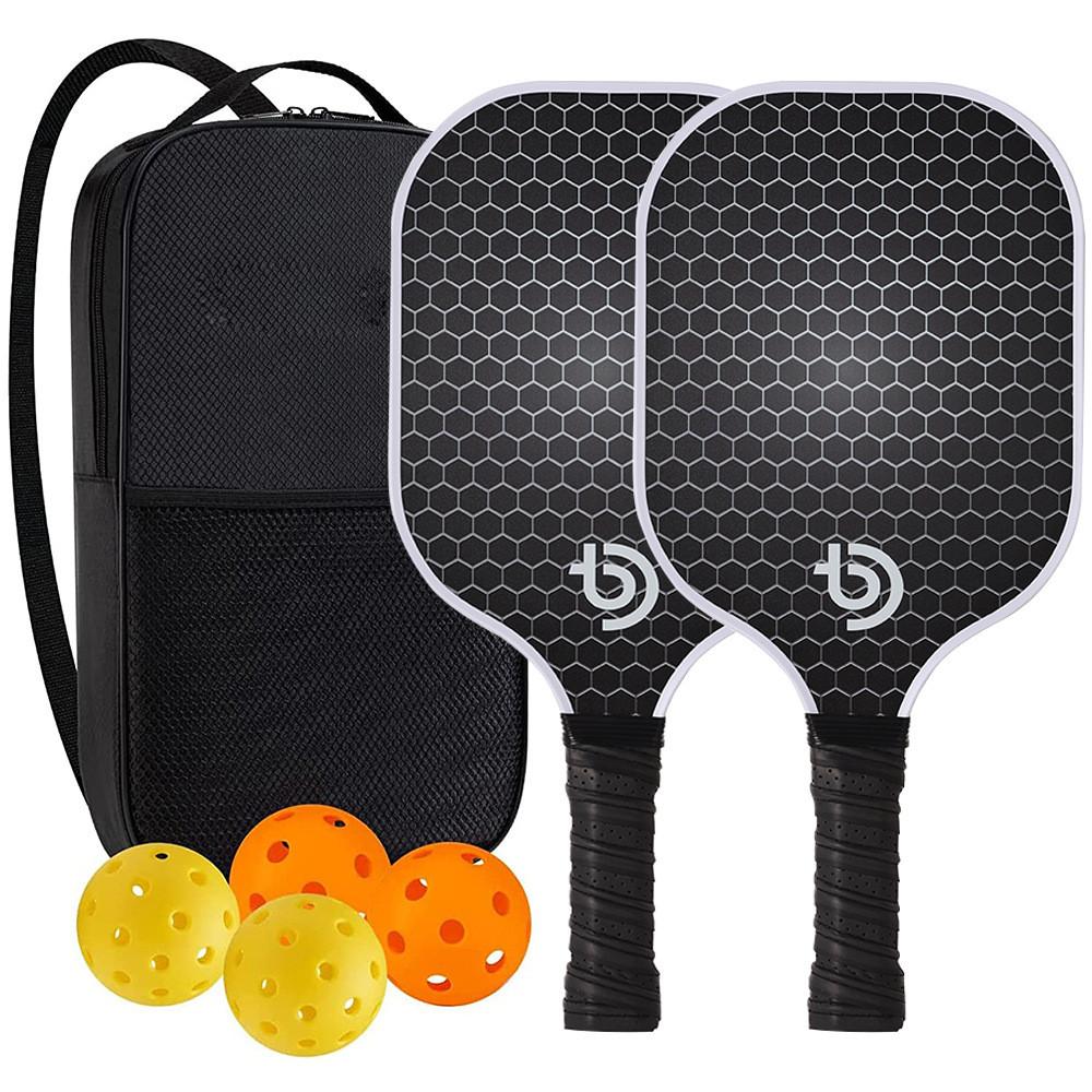 Pickleball irklai Anglies pluošto ir grafito paviršius Neslystanti rankena Nešiojamas pickleball tinklas 22 pėdų Lengvas Lauko