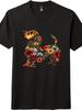 T-shirt Unisex Vintage Ribelle Amante degli Animali-Dachshund Floreale Audace T-shirt Grafica Casual
