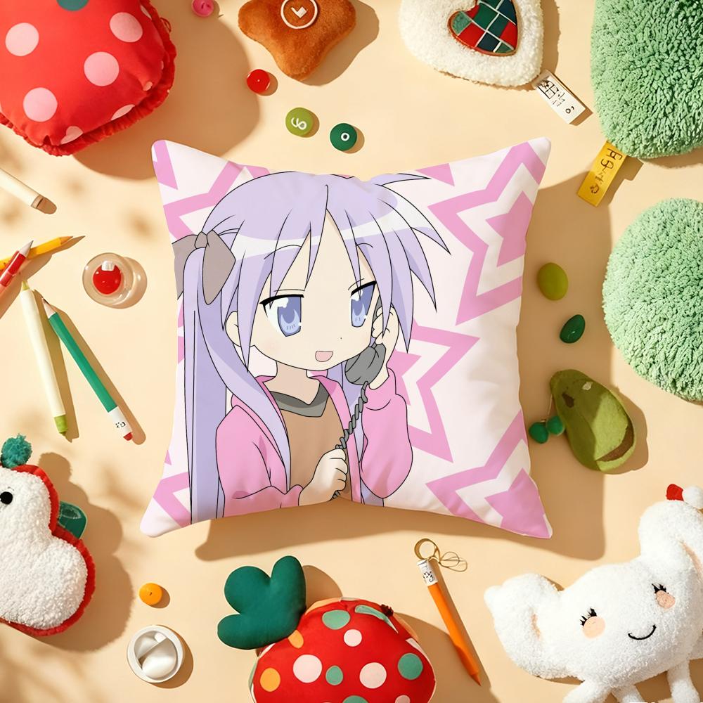 Anime L-Lucky Star Pillow Case Plush Fabric Soft Double-Sided Printed Sofa Warm Winter Home Gift Cushion Cover