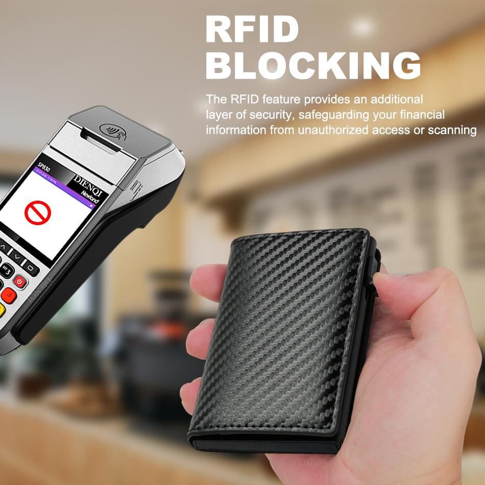 Гаманці для ID-карток з ПУ шкіри з RFID-захистом, Візитниця, Тримач для банківських/кредитних карток, Тонкий карбоновий гаманець, Чоловіча обкладинка для паспорта, Бейджхолдер
