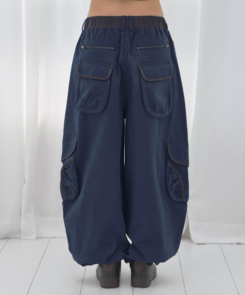 FANCY CLUB Cargo Work Balloon Pants (Navy) F26Qd153