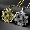 Jóga Hinduistický Sri Yantra Mandala Přívěsek Náhrdelník pro Ženy Muže Nerezová Ocel Posvátná Geometrie Tantra Meditační Řetízek Šperky