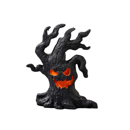 1Pc Halloween Spooky Tree Figurine Ghost Tree Stump Resin Statue Sculpture Indoor Outdoor Garden