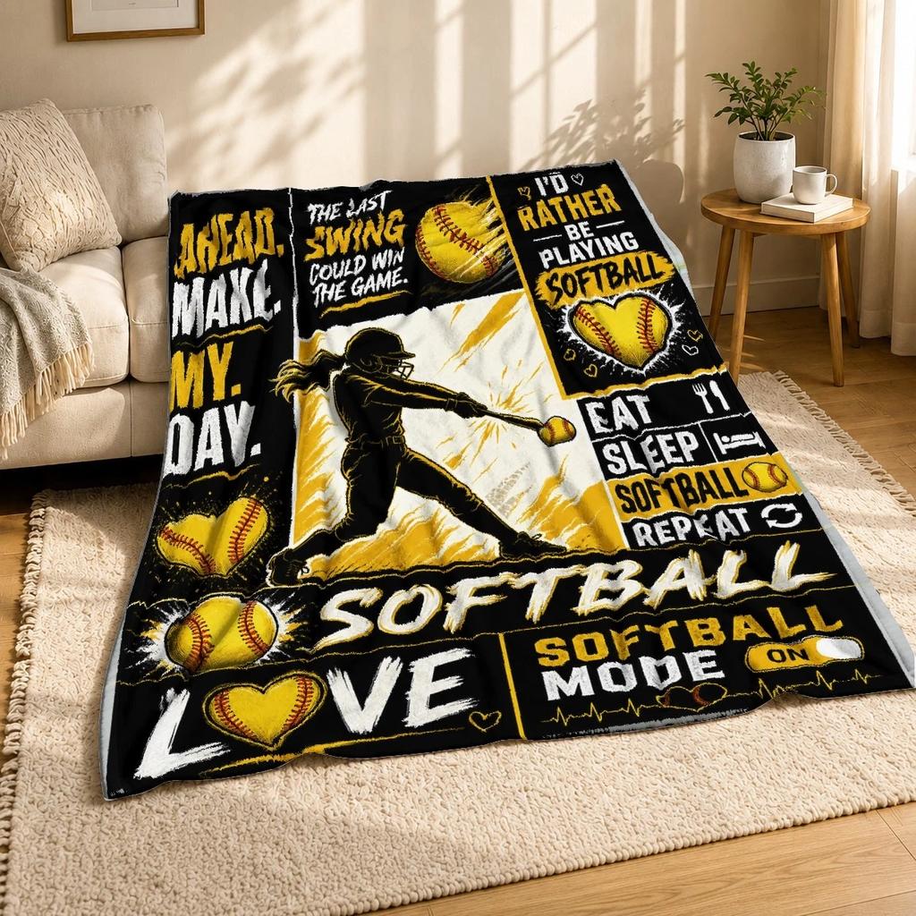 Softball Motivational Quote Collage No. 2 Coral Fleece Blanket