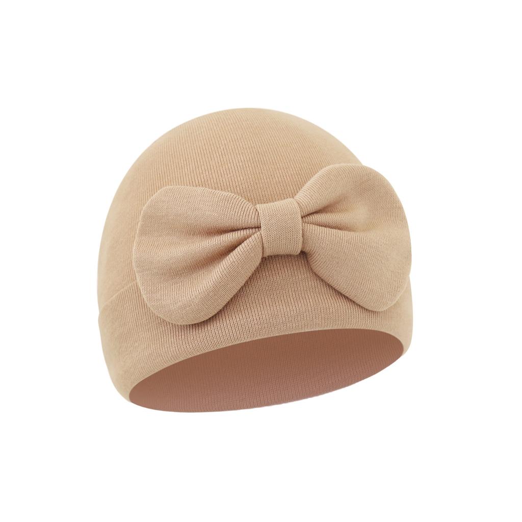 Breathable Baby Bonnet Hat Cotton Newborns Bowknot Beanie Fetal Cap Comfortable Headwear for 0 To 6 Months Unisex