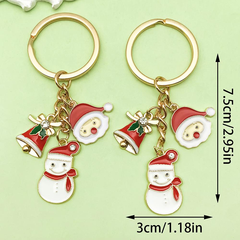 Exquisite Christmas Keychain: Santa, Reindeer, Gift Box, and Bell Ornaments Pendant