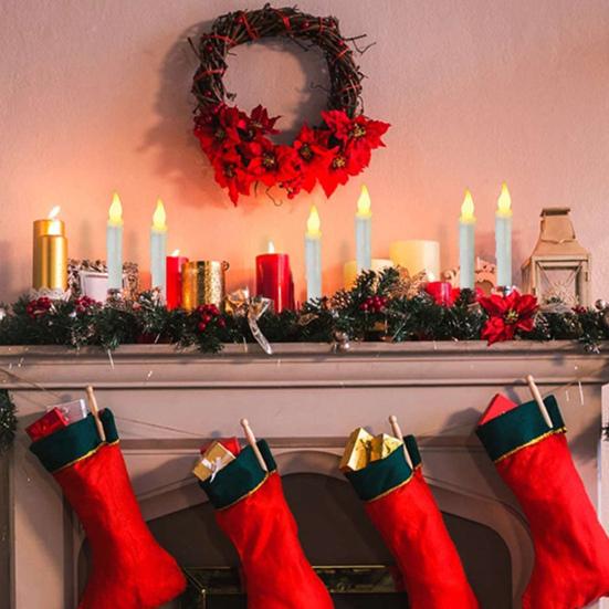 12 Pcs Hanging Floating Candles with Wand Remote Control Magic Flameless Taper Fake Candle for Halloween Party Decor