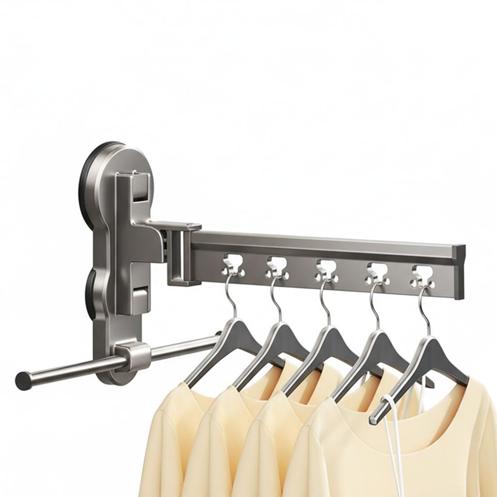 Clothes Drying Rack Wall Mounted Space Saving with Suction Cups for Balcony and Window