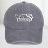 Fishing Print Baseball Cap for Unisex, Outdoor Hat with Curved Brim, Stylish American Washed Vintage Baseball Cap, Trendy Style
