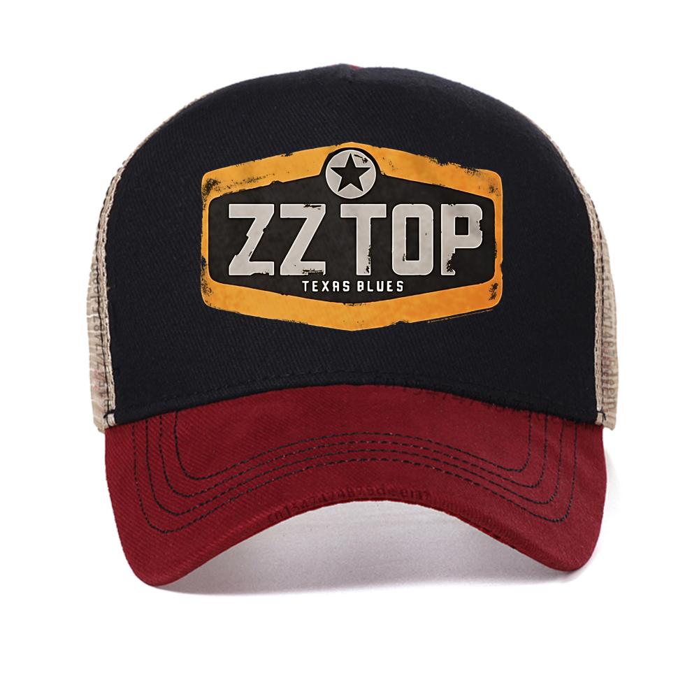 Zz Top Texas Blues Stampa Cappellino da Baseball Moda Casuale Esterno Cappelli da Sole Estivi Regolabile Rete Cappellini da Camionista Cappello Snapback da Sole