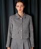 Damage Mnemonic Ribbon Button Crop Gray Tweed Jacket