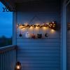 Lighted Autumn Broom Hanging Halloween Witch Wall Decor with LED Light, Thanksgiving Fall Front Door Cute Ghost Star Moon Sign Pumpkin Cat,
