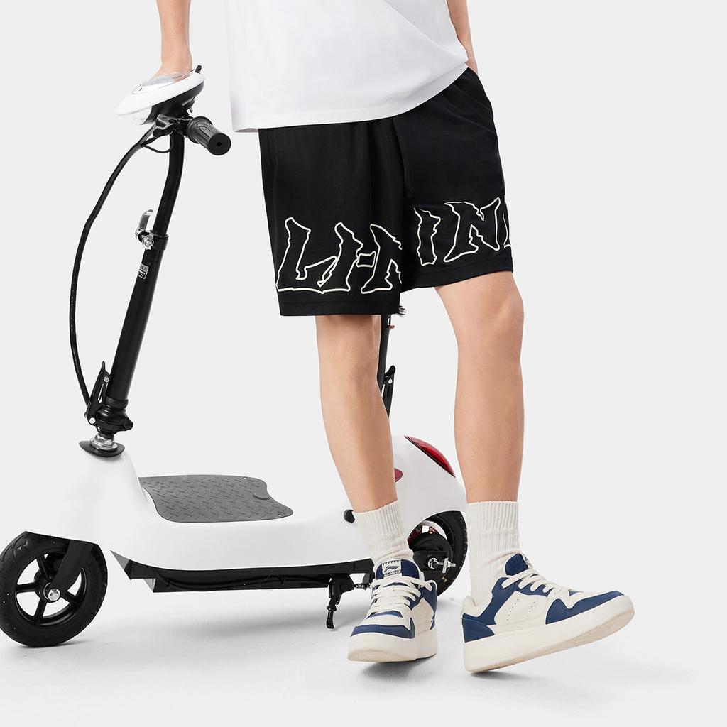 Li-Ning Comfortable Simple Versatile Breathable Mid-Waist Drawstring Casual Shorts Men Shorts Black AKSV381-1