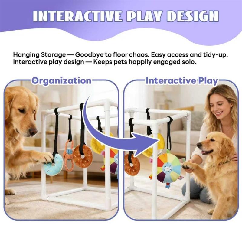 Dog Play Gym Set With PVC Frame And Engaging Accessories For Indoor Outdoor Exercise And Entertainment