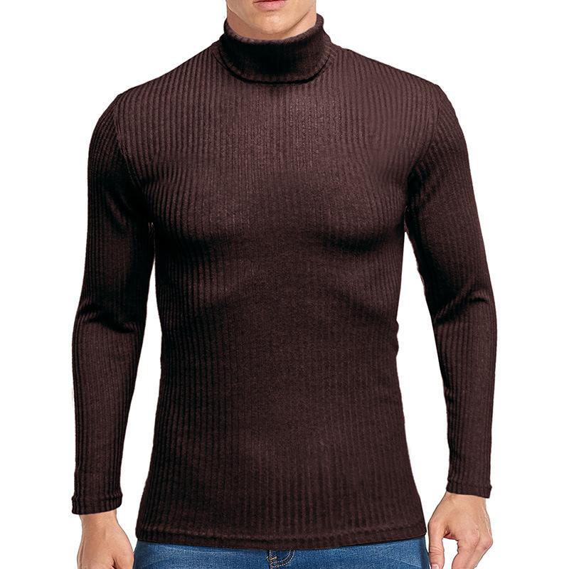 Modisches Herren High-Neck Eng anliegendes Gestricktes Unterhemd Langarm Vielseitig Weich Lässig Tägliches Gestricktes Oberteil