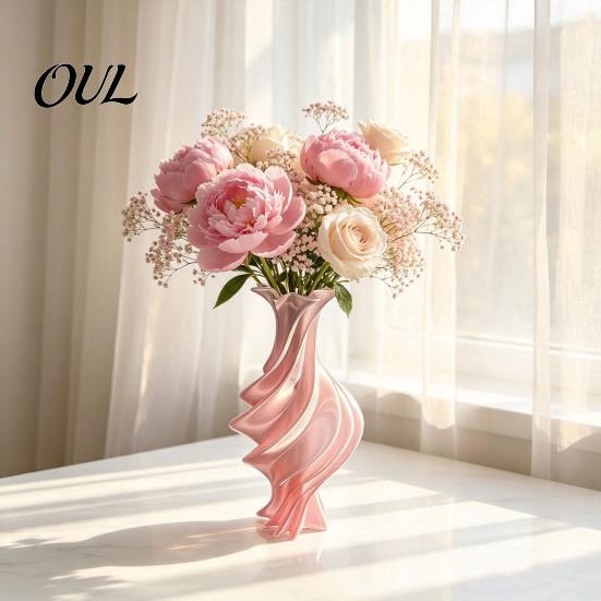 Living Room Table Ornament Modern Twisted Flower Vase, 3D Printed Decorative Sophisticated Office Desk Decor Artistic Centerpiece Vase for Flowers,