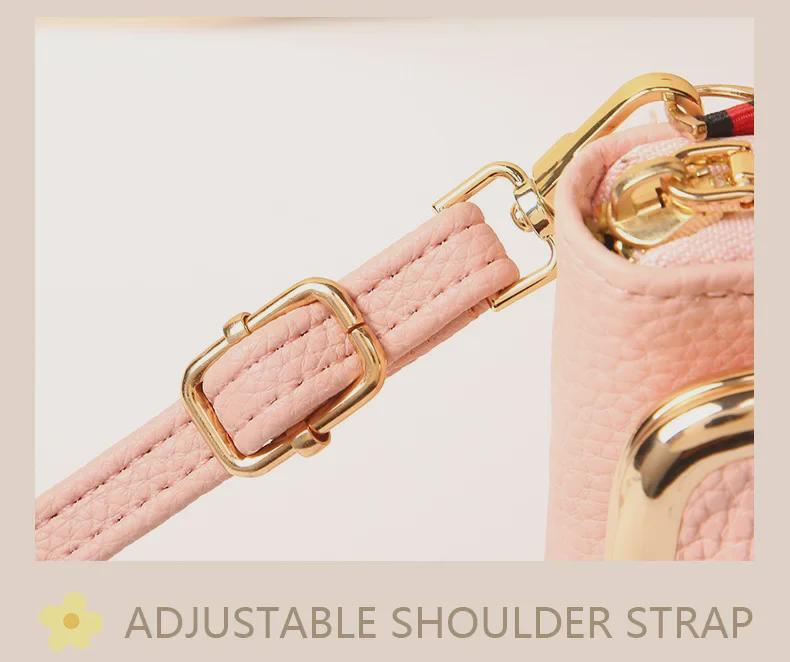 2024 Women's Crossbody Phone Bag - Korean Style, Lychee Pattern, Solid Color, Embroidered Shoulder Bag