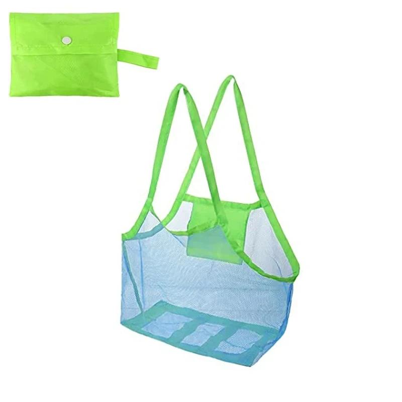 1pc Multicolor Large Mesh Beach Bag, Sand-Away Portable Tote With Convenient Hanging Hole, Breathable Foldable Storage For Toys