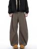 Trendy Wide-Leg Retro Brown Jeans with Curved Knife Silhouette for Men and Women