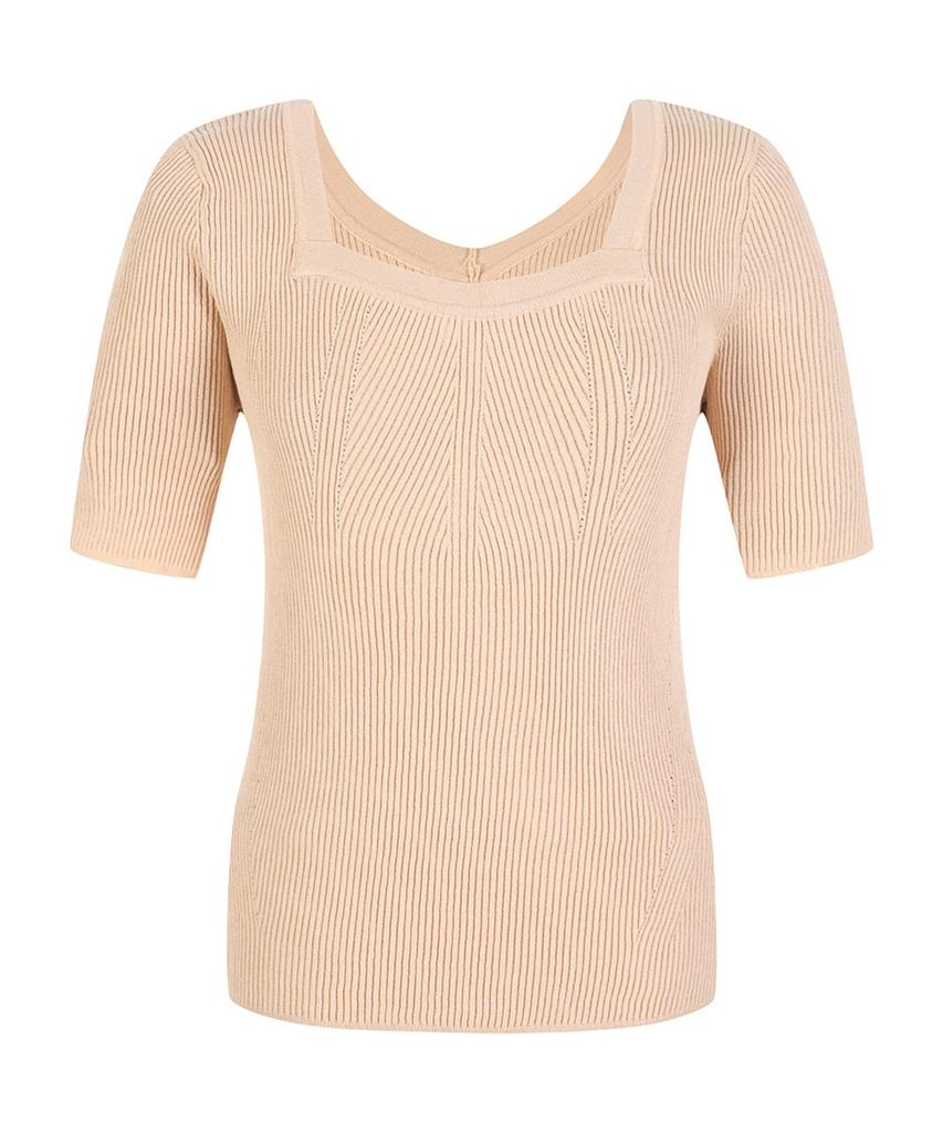 ECOLEDEPARIS Square Neck Short Sleeve Knit_Rb37Kkcp40Z