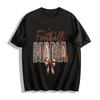 Football Mama Leopard Print Bow Casual Graphic Tee Shirt Pure Cotton T-shirt