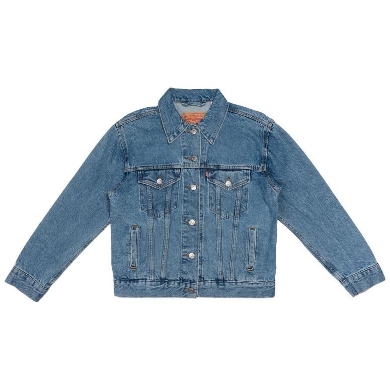Levis Solid Color Denim Jacket With Turn-Down Collar Women Outerwear Blue 29944-0012