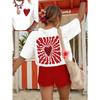 European Sizes Fashionable Women'S Round Neck Heart Print Casual Summer T-Shirt | Cool Short Sleeves, Geometric Pattern, All-Season Comfort