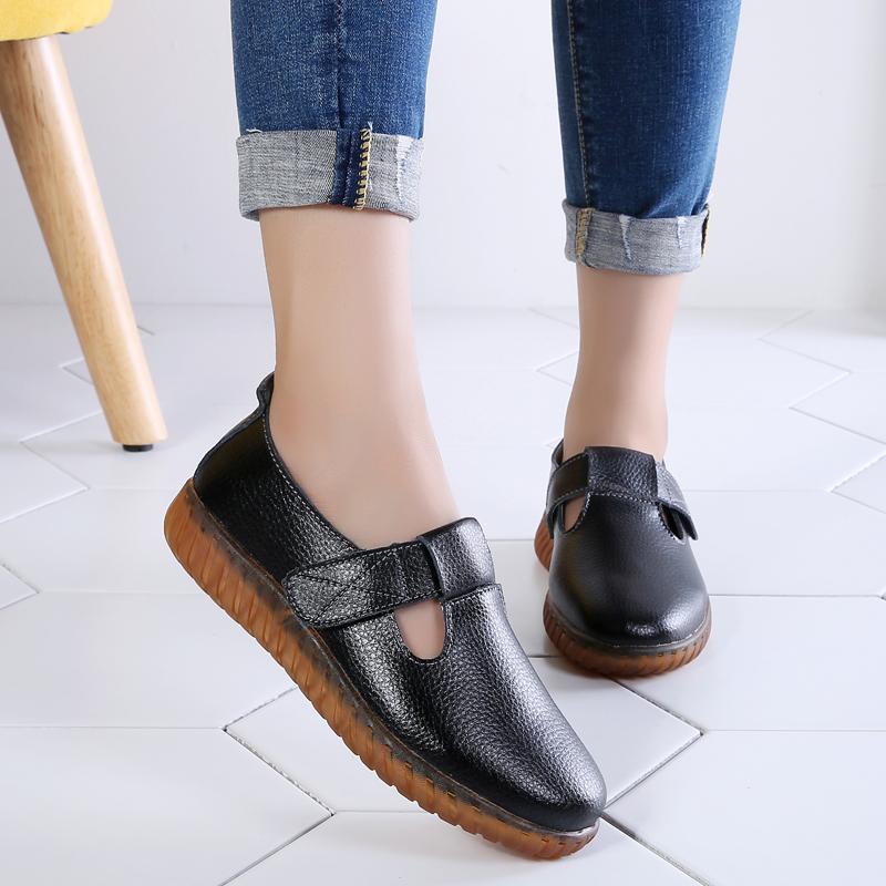 Women's Mother Female Genuine Leather White Shoes Sandals Loafers Moccasins Hook Loop Outdoor Cool Beach Summer Hollow