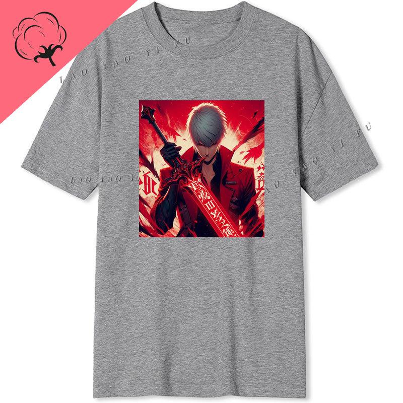 Camisetas Devil May Cry Camiseta De Unisexga Corta Vintage Cartoon Game Y2k Clothes Cotton Crewneck Trendy Cool Tee Goth Tops