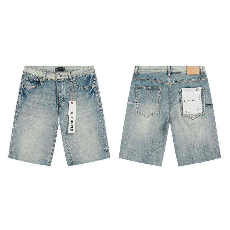 Grensoverschrijdend trendy merk PURPLE BRAND JEANS Europese en Amerikaanse high street losse en veelzijdige jeans shorts heren en dames trend