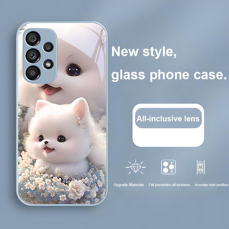 Cute Pet Cute Puppy Dog For Samsung Galaxy S24 Plus S20 21 FE S23 Ultra S8 9 A70 72 73 50 51 52 53 Tempered Glass Phone Case