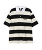 UNKNOWN PLANET Striped Rugby Collared Short Sleeve Shirt Black