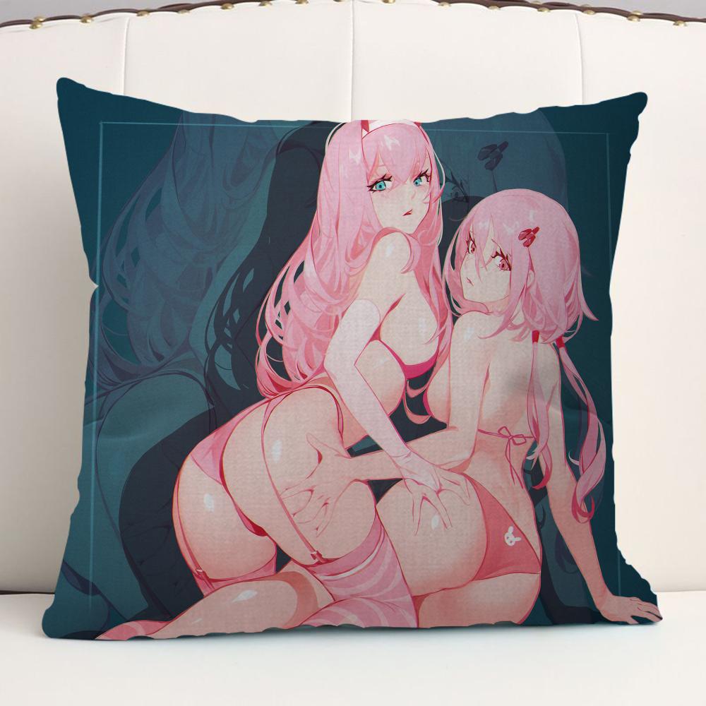 Darling in The FranXX Zero Two Kissenbezug Auto Dekokissenhülle Für Sofa Auto Weihnachtsgeschenk 40x40cm 45x45cm