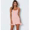Elegante Damesmode Mini Geplooide Sling Jurk Rok Mouwloos Cocktailjurk