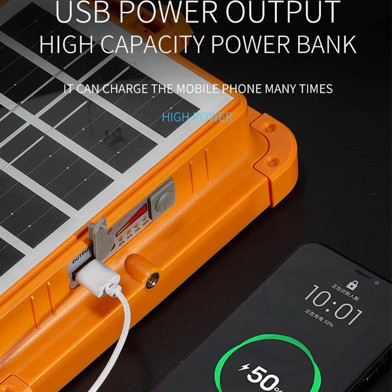 LED Solar Camping Lantern Rechargeable Outdoor Floodlight Waterproof Solar Power Supply Repair Work Emergency Lamp Power Bank