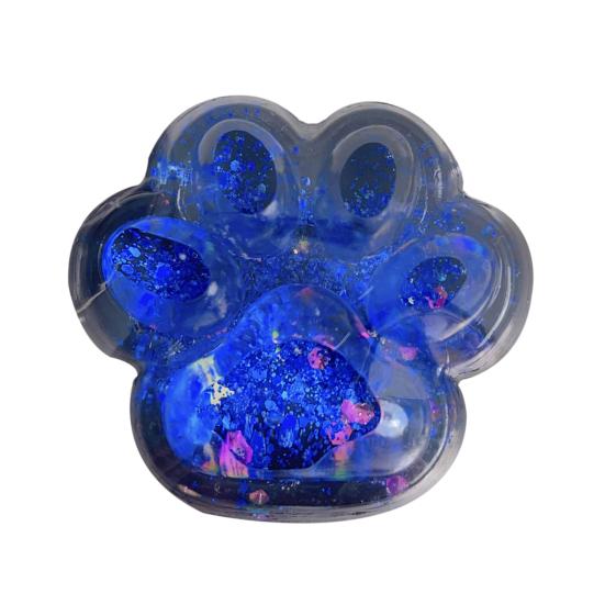 Clear Cat Paw Squeeze Toy Anxiety Stress Relief Glitter Kitten Paw Pinch Sensory Toy Kids Teens Adults Soft Stress Ball Animal Paw Fidget Toy