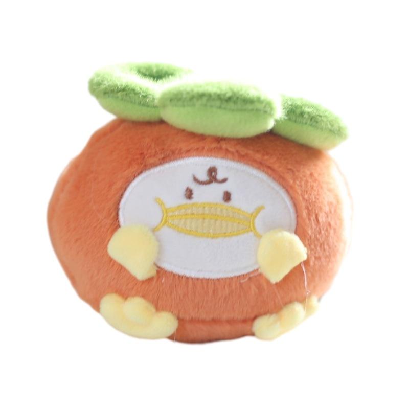 Adorable Panda Keychain Plush Toy Short Plush Filling 11cm Height Panda And Persimmon Colors