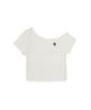Emelbi Women'S Basic Off-Shoulder Short Sleeve T-Shirt Nym (Cream)