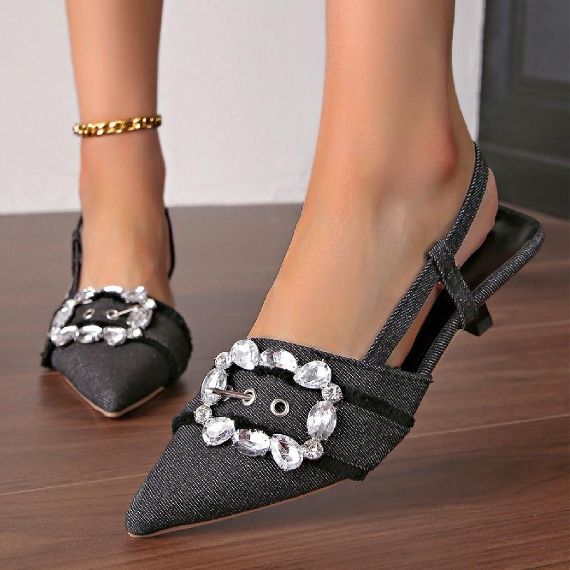 Elegante Strass-Spitzschuh-Sandalen Damen Übergröße Damen High Heels