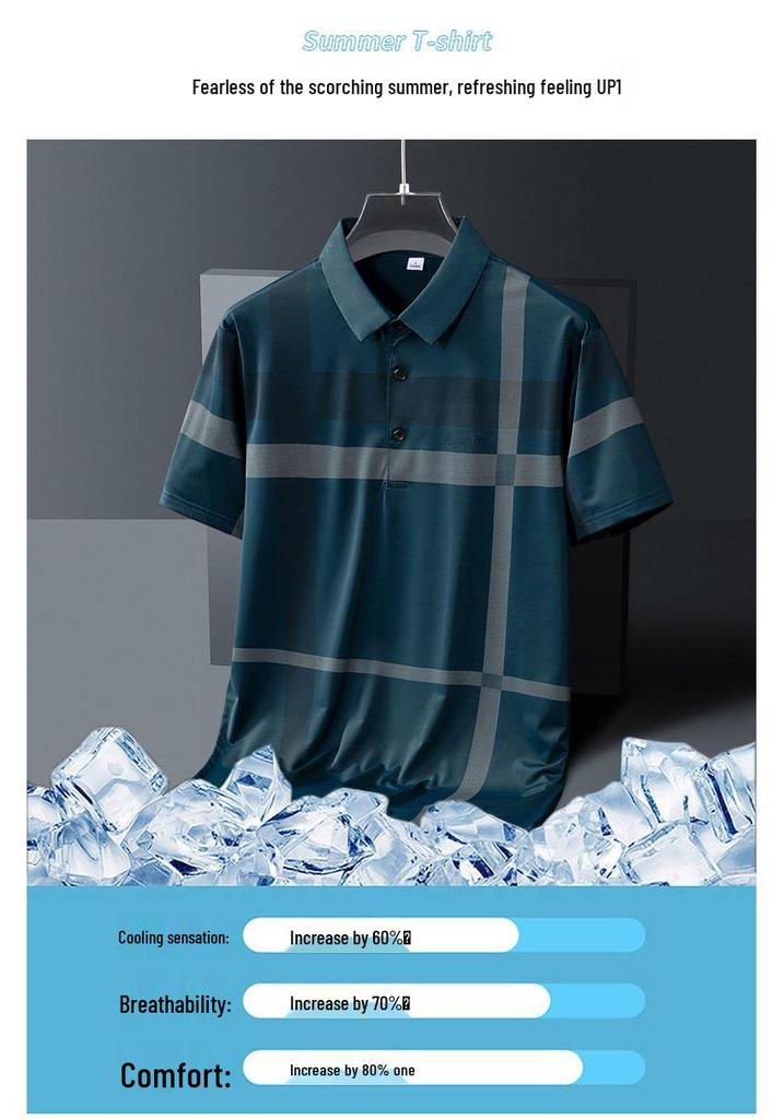 Men's Summer Casual Ice Silk T-Shirt and Shorts Set for Middle-aged & Elderly