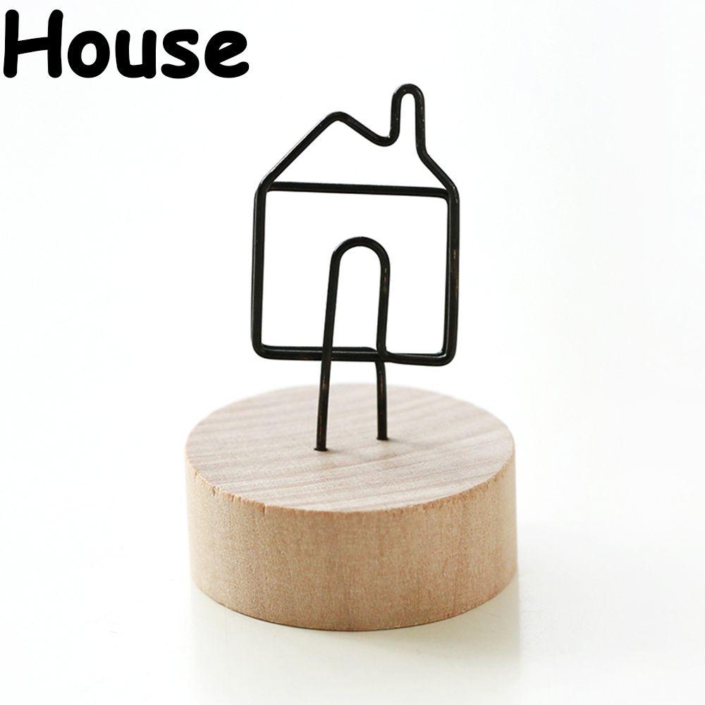 Gift Memo Card Home Decoration Photo Frame Round Wooden Holder Picture Clip Message Left Supporter