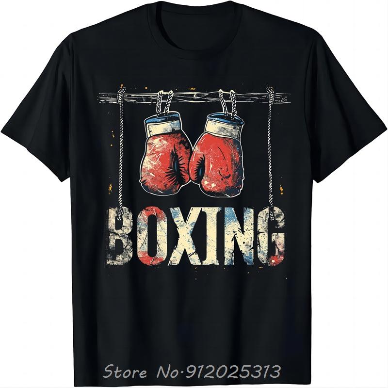Bold Boxing Fashion Tshirt Red Gloves Colorful Stripe Background T Shirts Graphic T Shirts Unisex Clothing Tops Streetwear