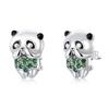 Silver Earrings Koala Bears with Green Bellies Silver 925 Studs