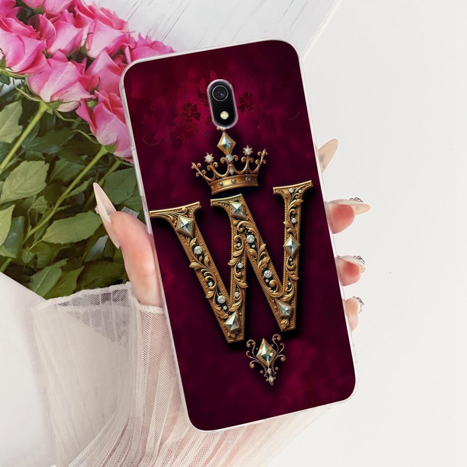 Pour Xiaomi Redmi 8 8A Pro Coque Mode Lettres Initiales A Z Silicone Souple Coque Arrière Pour Xiomi Redmi8 8ADual Redmi8a Coque de Téléphone